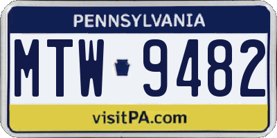 PA license plate MTW9482