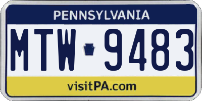 PA license plate MTW9483