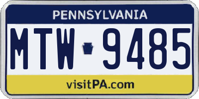 PA license plate MTW9485