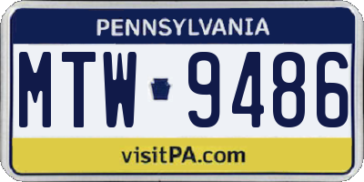 PA license plate MTW9486