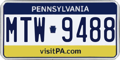 PA license plate MTW9488
