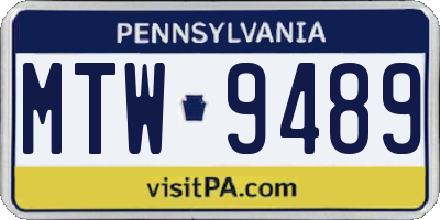 PA license plate MTW9489