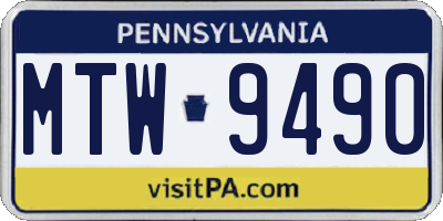 PA license plate MTW9490