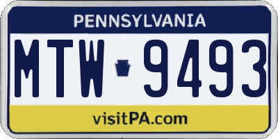 PA license plate MTW9493