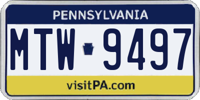 PA license plate MTW9497