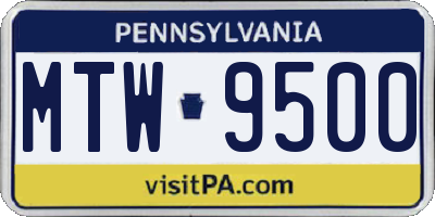 PA license plate MTW9500