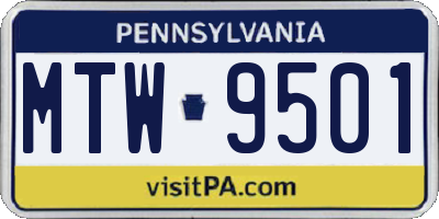 PA license plate MTW9501