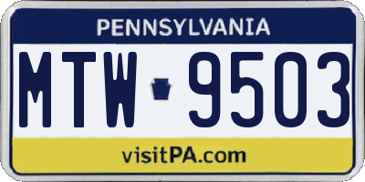 PA license plate MTW9503