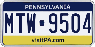 PA license plate MTW9504