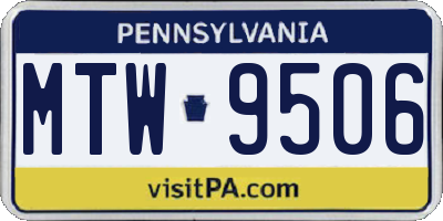PA license plate MTW9506