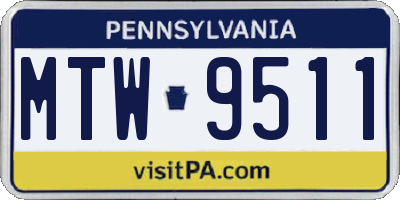 PA license plate MTW9511