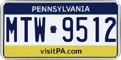 PA license plate MTW9512