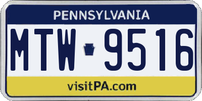 PA license plate MTW9516