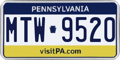 PA license plate MTW9520