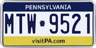 PA license plate MTW9521