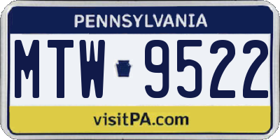 PA license plate MTW9522
