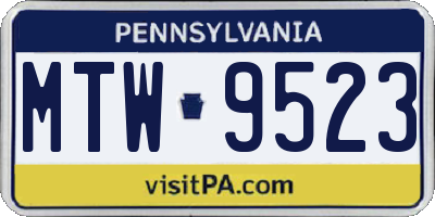 PA license plate MTW9523