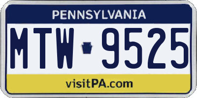 PA license plate MTW9525
