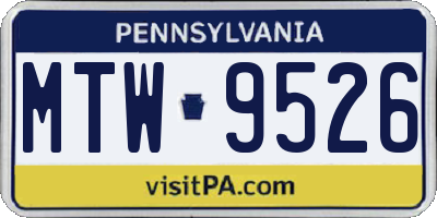 PA license plate MTW9526
