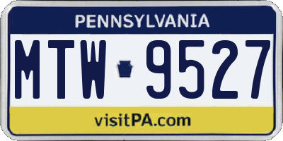 PA license plate MTW9527