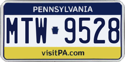 PA license plate MTW9528