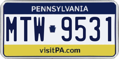 PA license plate MTW9531