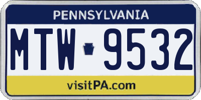 PA license plate MTW9532