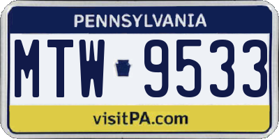 PA license plate MTW9533