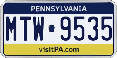 PA license plate MTW9535