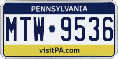 PA license plate MTW9536