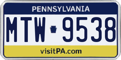 PA license plate MTW9538
