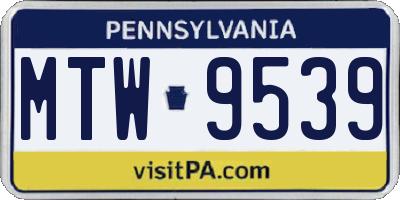 PA license plate MTW9539