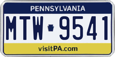 PA license plate MTW9541