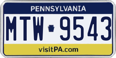 PA license plate MTW9543