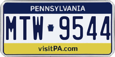 PA license plate MTW9544