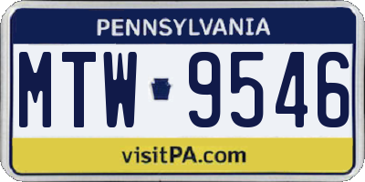PA license plate MTW9546