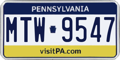 PA license plate MTW9547