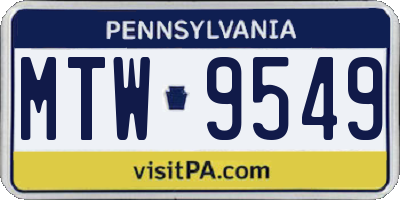 PA license plate MTW9549