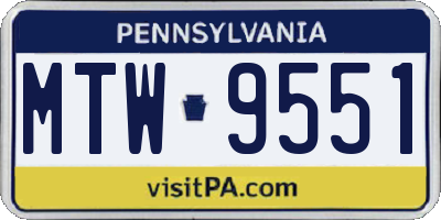 PA license plate MTW9551