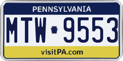 PA license plate MTW9553
