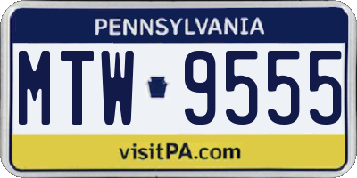 PA license plate MTW9555