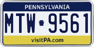 PA license plate MTW9561