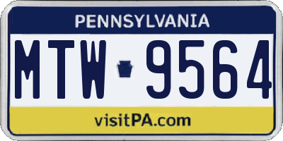 PA license plate MTW9564