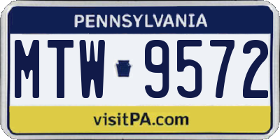PA license plate MTW9572