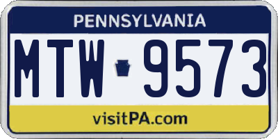 PA license plate MTW9573
