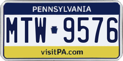 PA license plate MTW9576