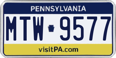 PA license plate MTW9577