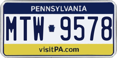 PA license plate MTW9578