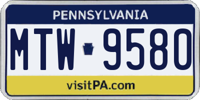 PA license plate MTW9580