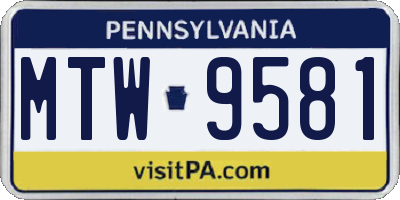 PA license plate MTW9581